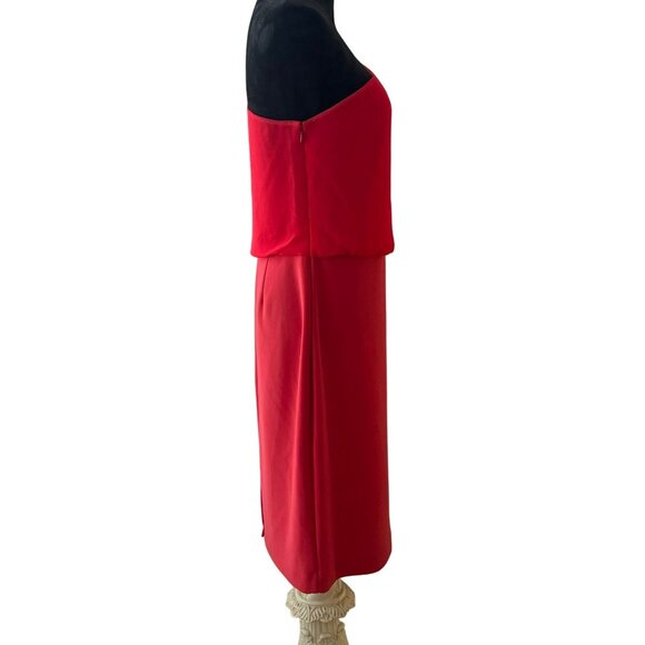 Lauren Ralph Lauren Women's 12 NWT Black Label One Shoulder Red Elegant Dress - Picture 6 of 8